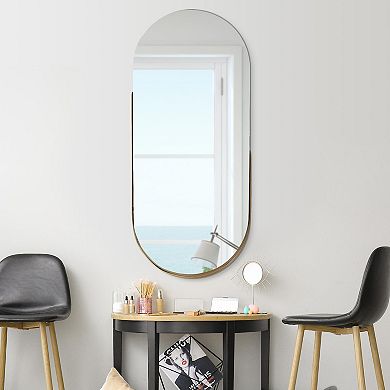 Head West Thin Gold Partial Framed Oval Wall Mirror