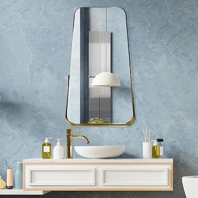 Head West Gold Finish Partial Framed Oblong Wall Mirror