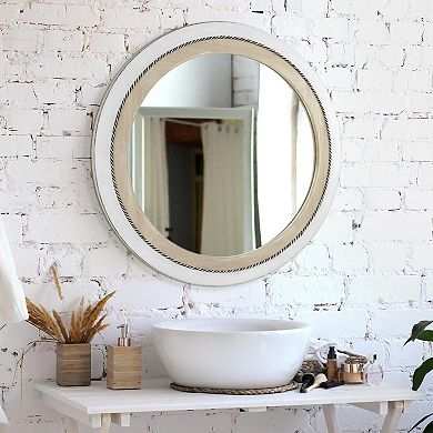 Head West Rustic Framed Round Wall Mirror