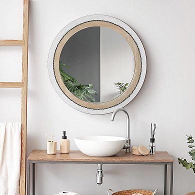 Head West Rustic Framed Round Wall Mirror