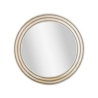 Head West Rustic Whitewash Round Wall Mirror