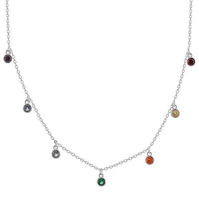 OLIVIA AND HARPER Sterling Silver Multi-Color Cubic Zirconia Pendant Necklace