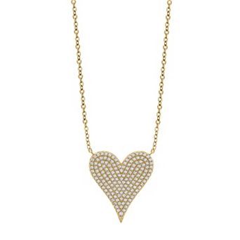 OLIVIA AND HARPER 14k Gold Over Silver Cubic Zirconia Heart Pendant Necklace