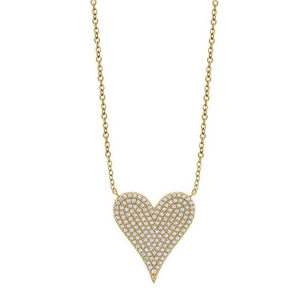 OLIVIA AND HARPER 14k Gold Over Silver Cubic Zirconia Heart Pendant ...