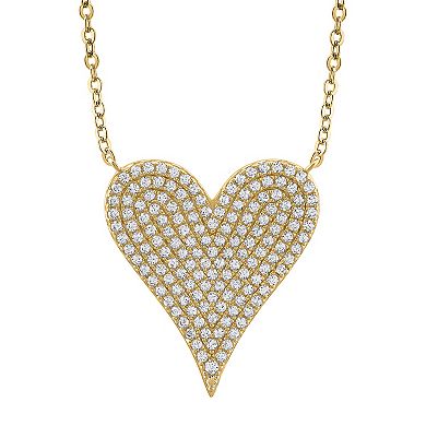 OLIVIA AND HARPER 14k Gold Over Silver Cubic Zirconia Heart Pendant Necklace