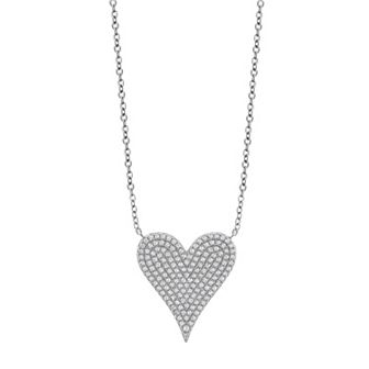 OLIVIA AND HARPER Sterling Silver Cubic Zirconia Heart Pendant Necklace