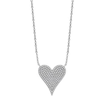 OLIVIA AND HARPER Sterling Silver Cubic Zirconia Heart Pendant Necklace
