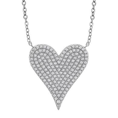 OLIVIA AND HARPER Sterling Silver Cubic Zirconia Heart Pendant Necklace