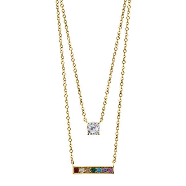 OLIVIA AND HARPER 14k Gold Over Silver MultiColor Cubic Zirconia 2