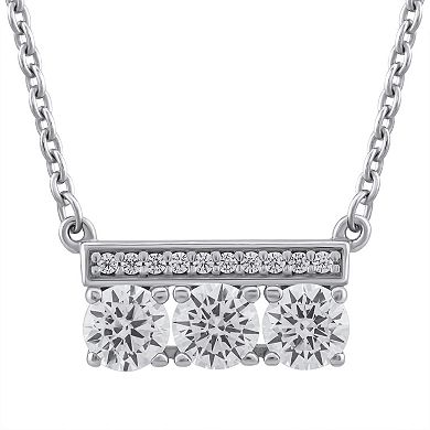 OLIVIA AND HARPER Sterling Silver Cubic Zirconia Bar Pendant Necklace