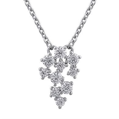 OLIVIA AND HARPER Sterling Silver Cubic Zirconia Drop Pendant Necklace 