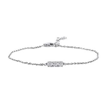 OLIVIA AND HARPER Sterling Silver Three Stone Cubic Zirconia Bracelet