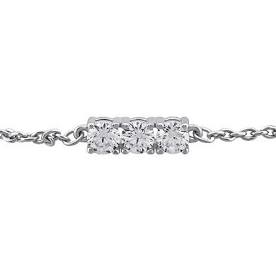 OLIVIA AND HARPER Sterling Silver Three Stone Cubic Zirconia Bracelet