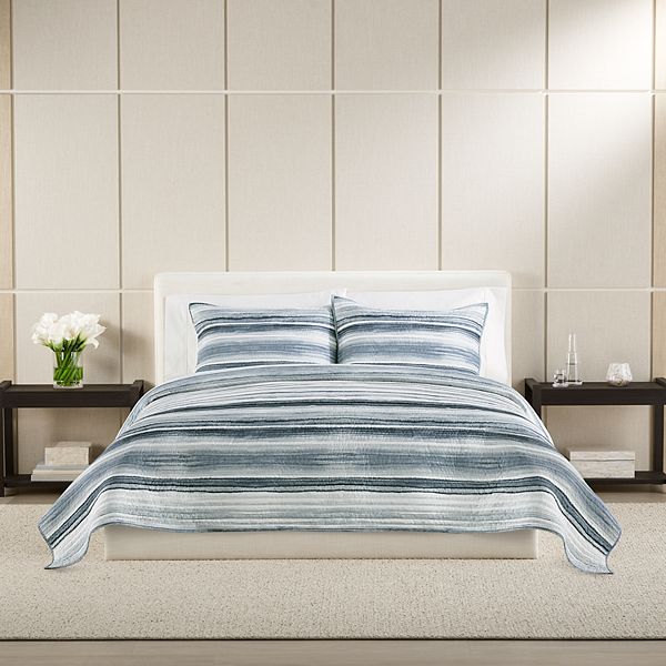 Simply Vera Vera Wang Watercolor Stripe Printed Quilt Set with Shams