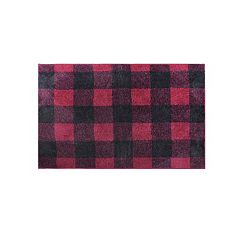 Christmas Kitchen Rugs 2 PCS Red Black Buffalo Check Plaid Winter