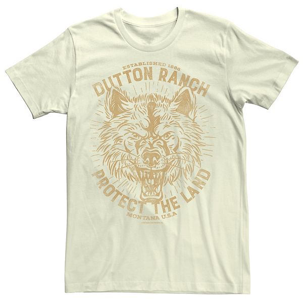 Men's Yellowstone Dutton Ranch Protect The Land Wolf Head Tee