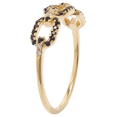 Gemistry 14k Gold Blue Sapphire & White Topaz Link Ring