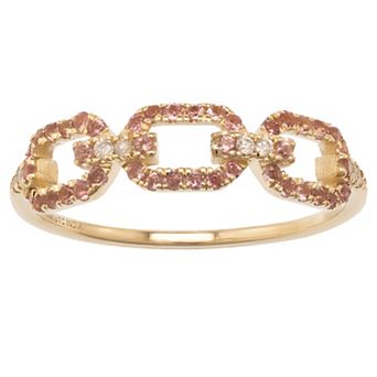 Gemistry 14k Gold Pink Tourmaline & White Topaz Link Ring