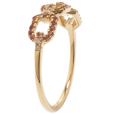 Gemistry 14k Gold Pink Tourmaline & White Topaz Link Ring