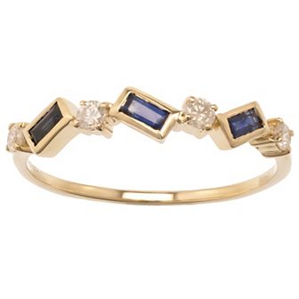 Gemistry 14k Gold Blue Sapphire & White Topaz Ring
