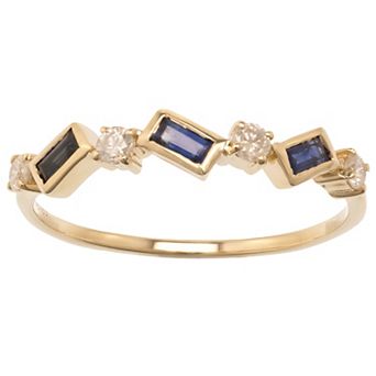 Gemistry 14k Gold Blue Sapphire & White Topaz Ring