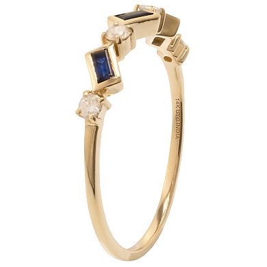 Gemistry 14k Gold Blue Sapphire & White Topaz Ring