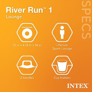 Intex River Run 1 Person Inflatable Tube Raft Float for Lake, Pool, and River