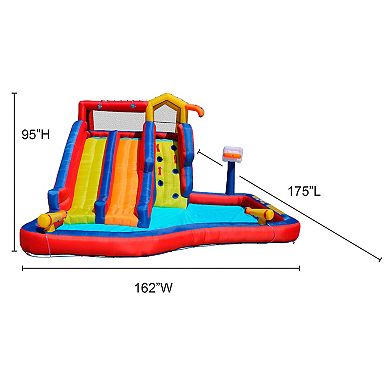 Banzai Twin Falls Kids Giant Outdoor Inflatable Dual Water Slide Splash Park Toy