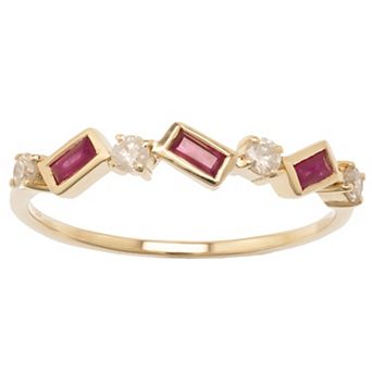 Gemistry 14k Gold Ruby & White Topaz Ring