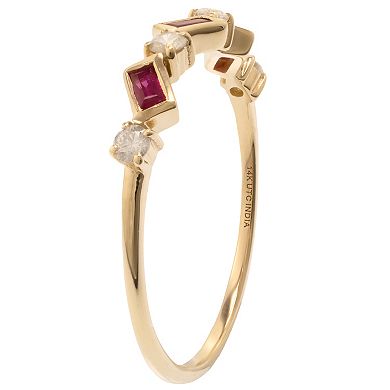 Gemistry 14k Gold Ruby & White Topaz Ring