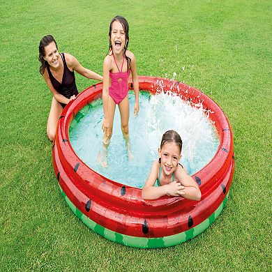 Intex 66-Inch Round Inflatable Outdoor Kids Swimming and Wading Watermelon Pool