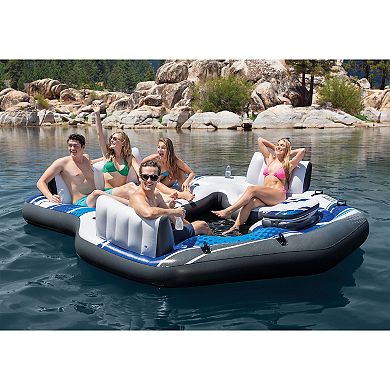 Intex Blue Tropic Inflatable Lake Island Water Float with Cooler and Cupholders