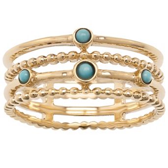 Gemistry 14k Gold Turquoise Stack Ring