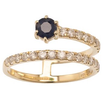 Gemistry 14k Gold Blue Sapphire & White Topaz Wrap Ring