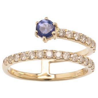 Gemistry 14k Gold Tanzanite & White Topaz Wrap Ring