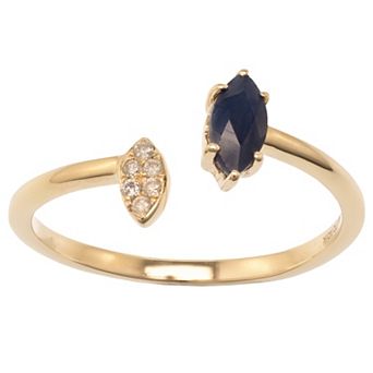 Gemistry 14k Gold Blue Sapphire & White Topaz Open Marquise Ring
