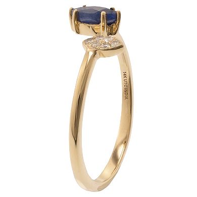 Gemistry 14k Gold Blue Sapphire & White Topaz Open Marquise Ring