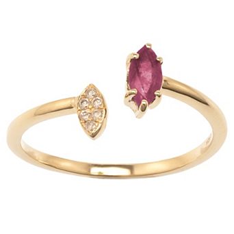 Gemistry 14k Gold Ruby & White Topaz Open Marquise Ring