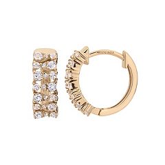 Diamond Fascination 14k Gold Greek Key Hoop Earrings