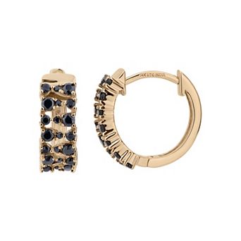 Gemistry 14k Gold Black Onyx Hinged Hoop Earrings