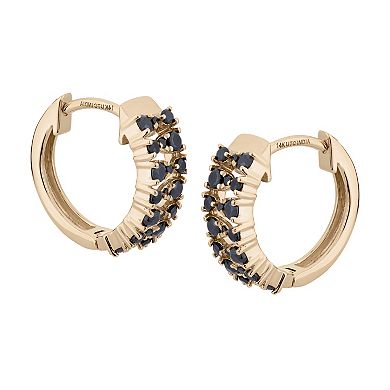 Gemistry 14k Gold Black Onyx Hinged Hoop Earrings