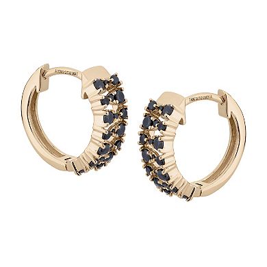 Gemistry 14k Gold Black Onyx Hinged Hoop Earrings