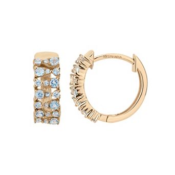 Gemistry 14k Gold Blue Topaz Hinged Hoop Earrings