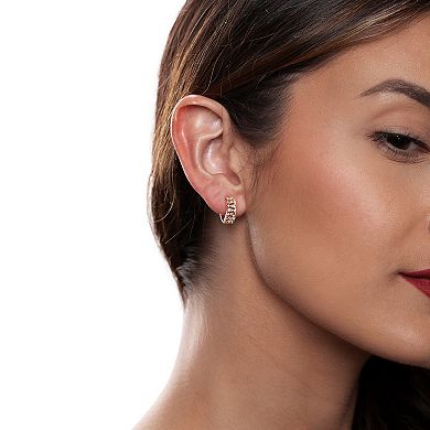 Gemistry 14k Gold Blue Topaz Hinged Hoop Earrings