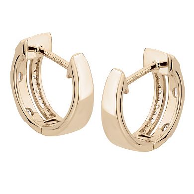 Gemistry 14k Gold White Topaz Hinged Hoop Earrings