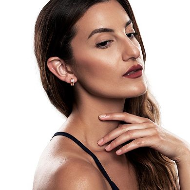 Gemistry 14k Gold Amethyst Hinged Hoop Earrings