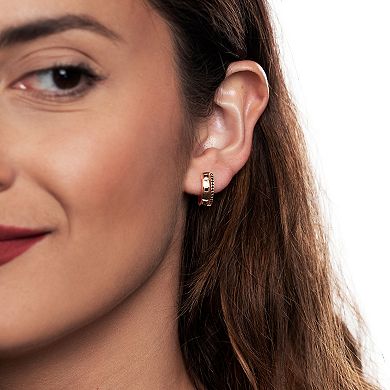 Gemistry 14k Gold Black Onyx Hinged Hoop Earrings