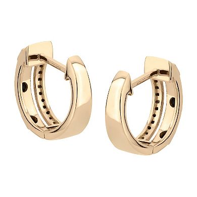 Gemistry 14k Gold Black Onyx Hinged Hoop Earrings
