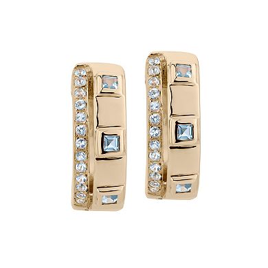 Gemistry 14k Gold Blue Topaz Hinged Hoop Earrings