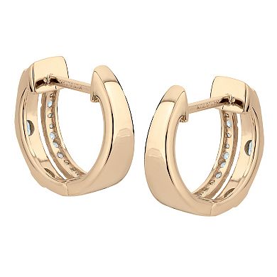 Gemistry 14k Gold Blue Topaz Hinged Hoop Earrings